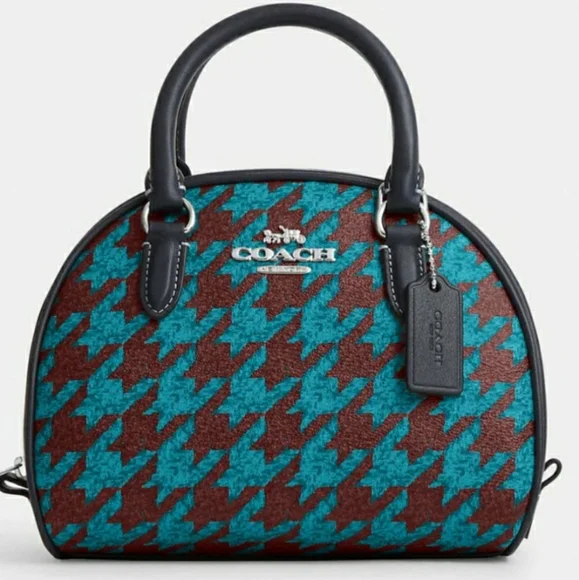 NWT COACH SYDNEY SATCHEL with HOUNDSTOOTH DESIGN CJ628 - Picture 9 of 13